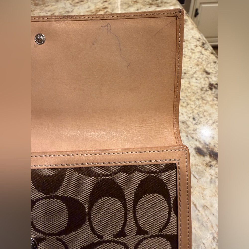 Coach Signature Jacquard brown canvas on natural leather continental - Picture 14 of 14